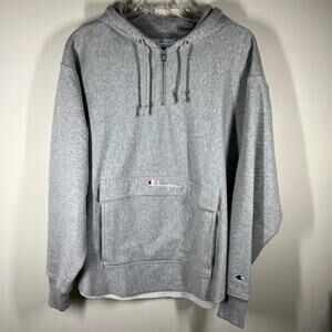 Champion Men’s Gray Half-Zip Hooded Sweatshirt